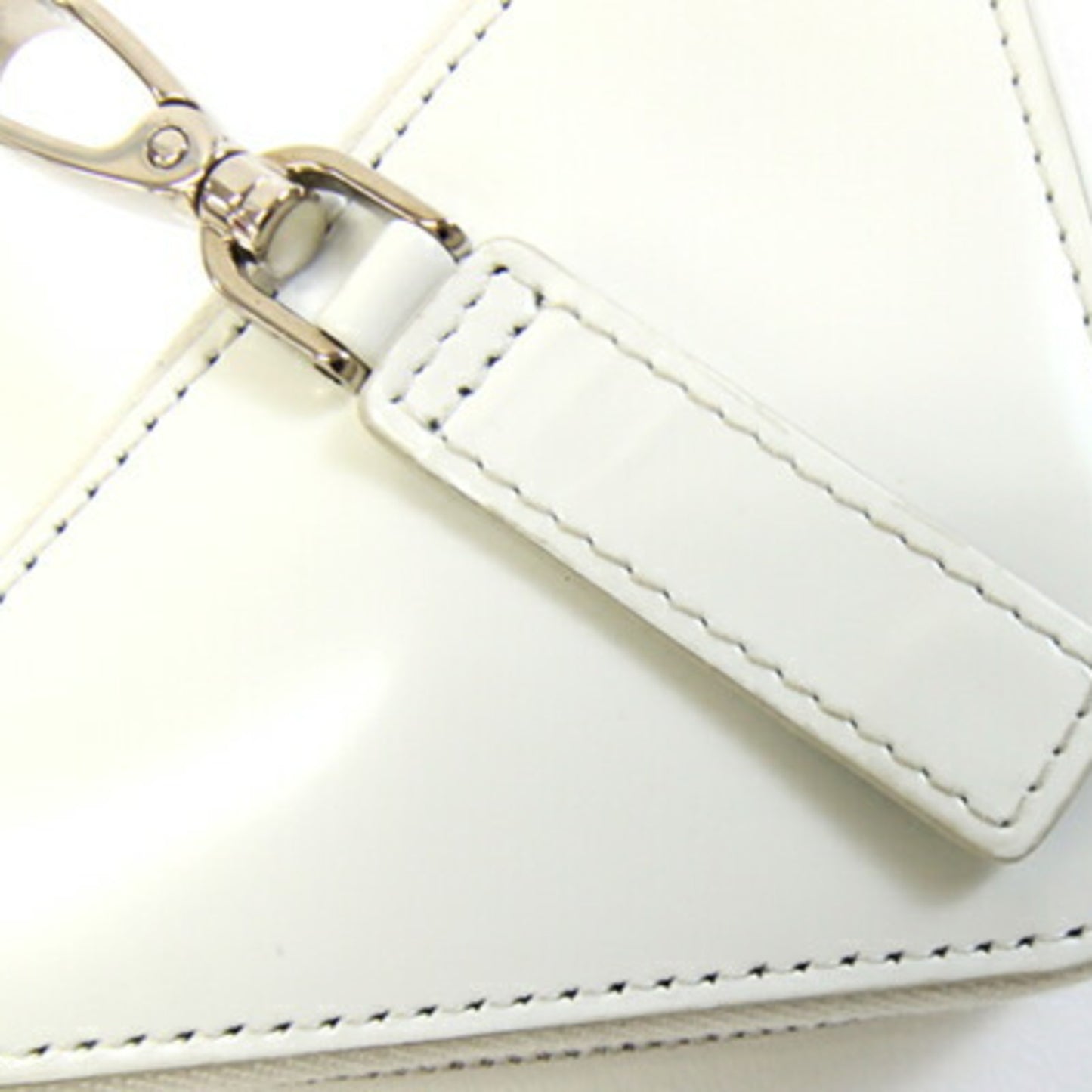 Prada Pouch 1TL433 White Leather Bag Charm Triangle Coin Case Women's PRADA