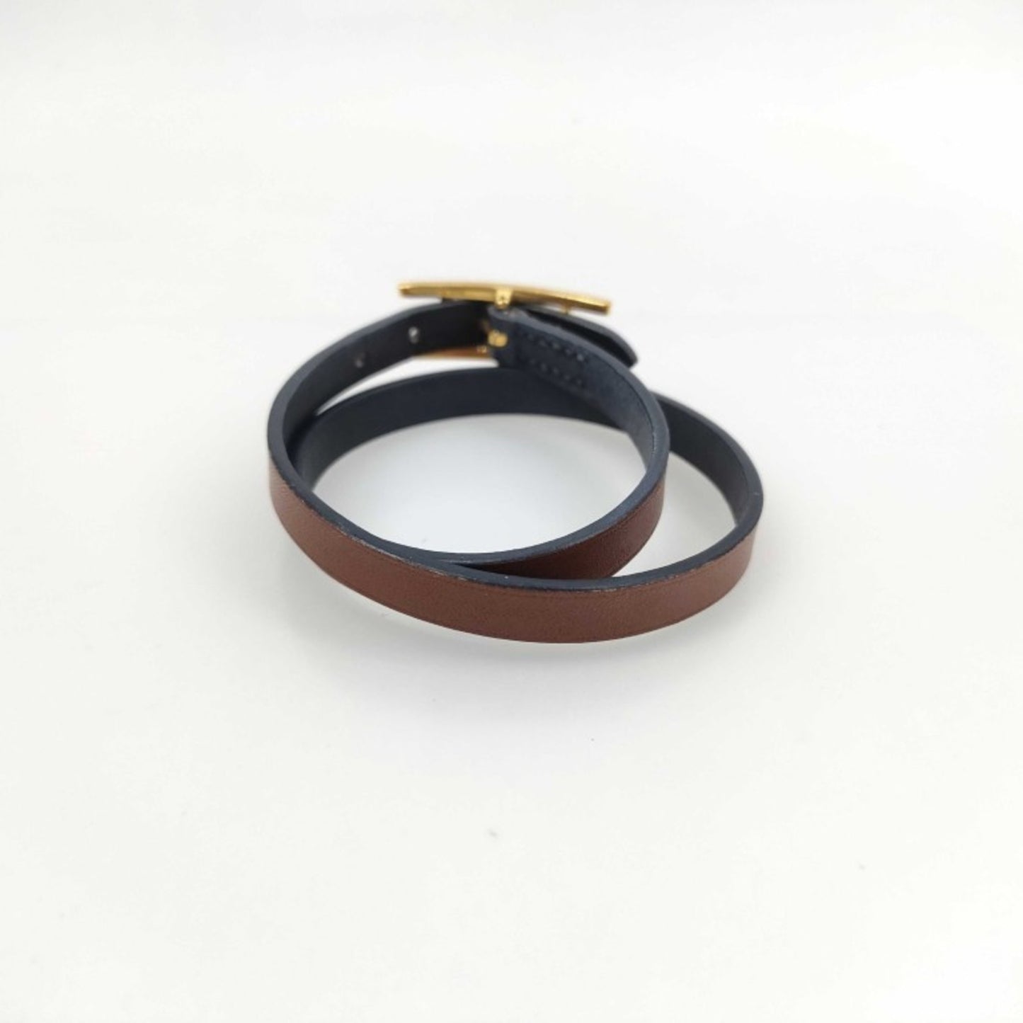 HERMES B-Api Brown Leather Double Tour Bracelet for Women