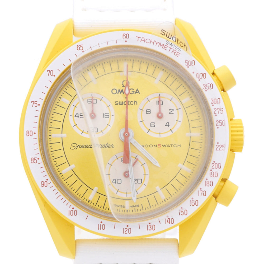 Like new Omega x Swatch Mission to the Sun Speedmaster SO33J100 Quartz Watch with Nylon and Bioceramic Yellow 1302OMEGA S033J100 Men's — Like New