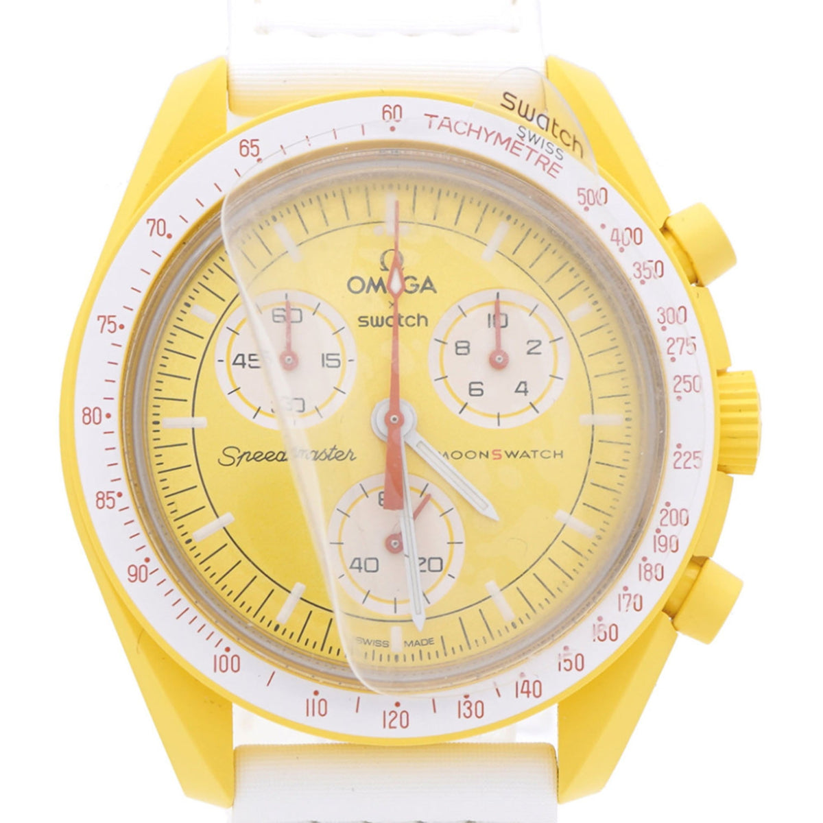 Like new Omega x Swatch Mission to the Sun Speedmaster SO33J100 Quartz Watch with Nylon and Bioceramic Yellow 1302OMEGA S033J100 Men's — Like New