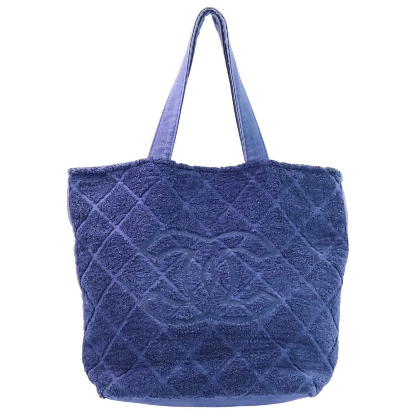 22C CHANEL Coco Mark Beach Bag, Pouch, and Towel 3-Piece Set, Navy, Women's