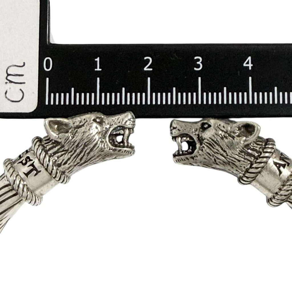 Gucci Men's Anger Forest Wolf Bangle Bracelet in Silver