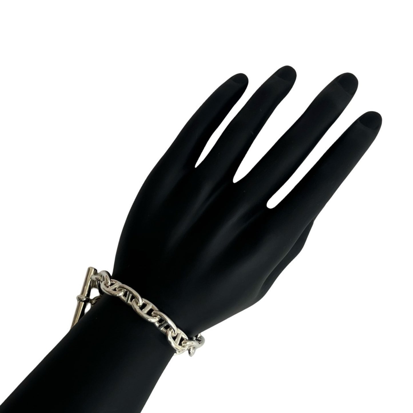 HERMES Chaine d'Ancre MM 17-link Sterling Silver 925 Chain Bracelet, Silver, 32mm