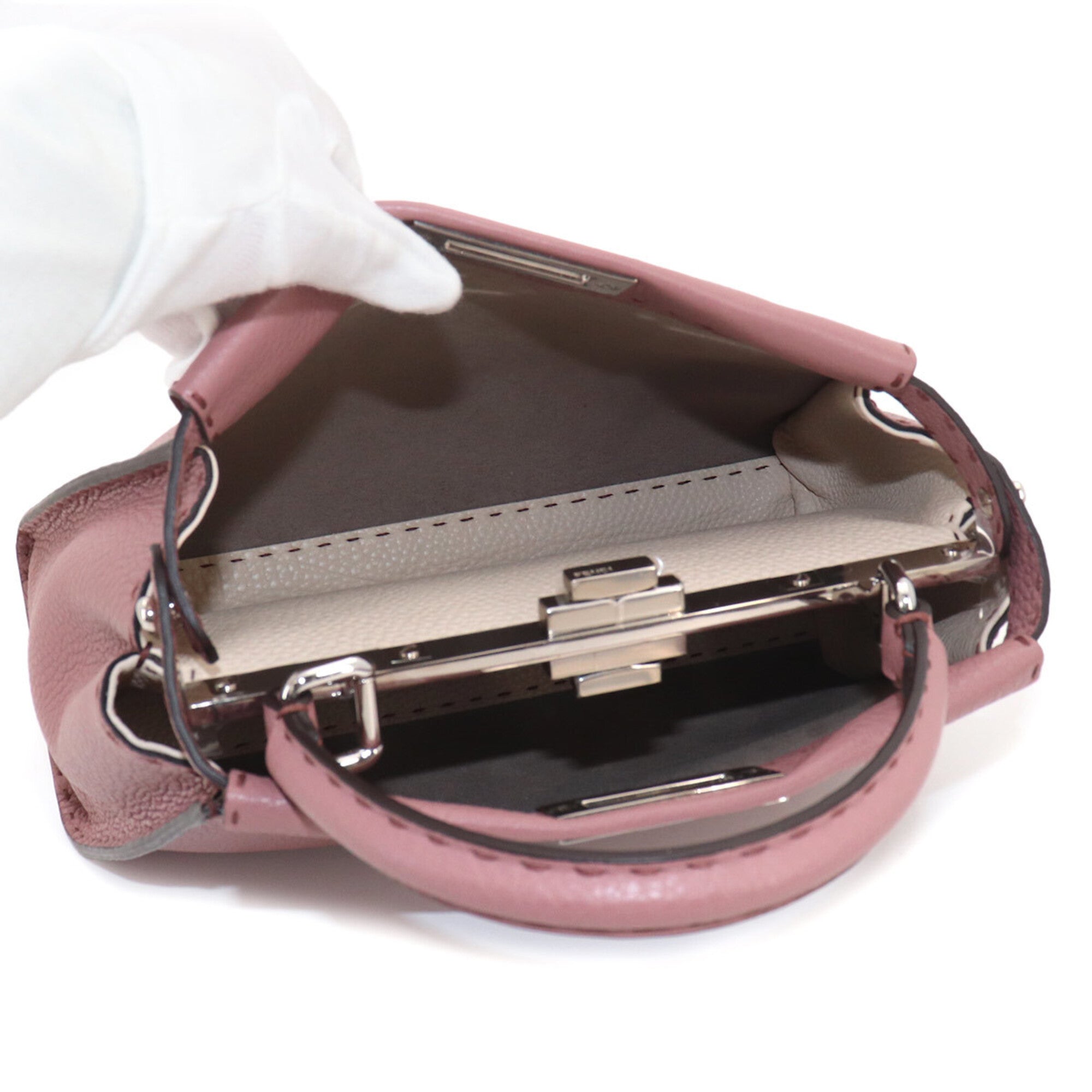 Fendi Selleria Peekaboo Regular 2-way Hand/Shoulder Handbag, Leather, Pink, 8BN290 — New - Store Return
