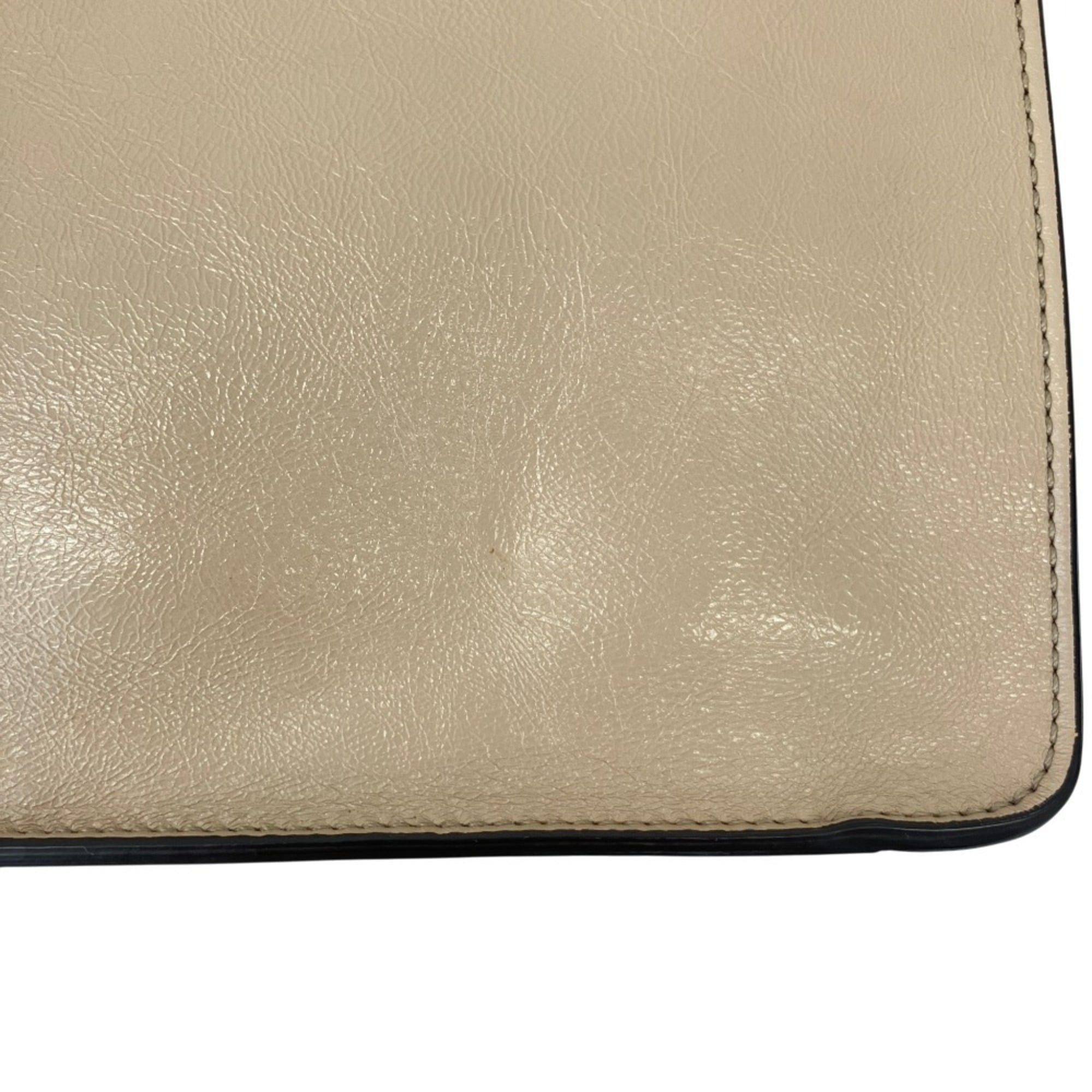 FENDI Flip Leather 3-Way Shoulder Bag 8DT302-A94WA199-0189 Greige Women's — Like New