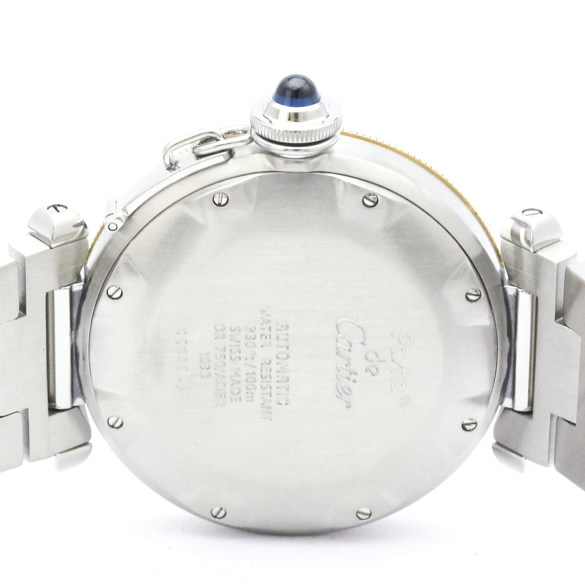 CARTIER Pasha 38 Power Reserve 18K Gold Steel Watch W31012H3 Polished — Very Good