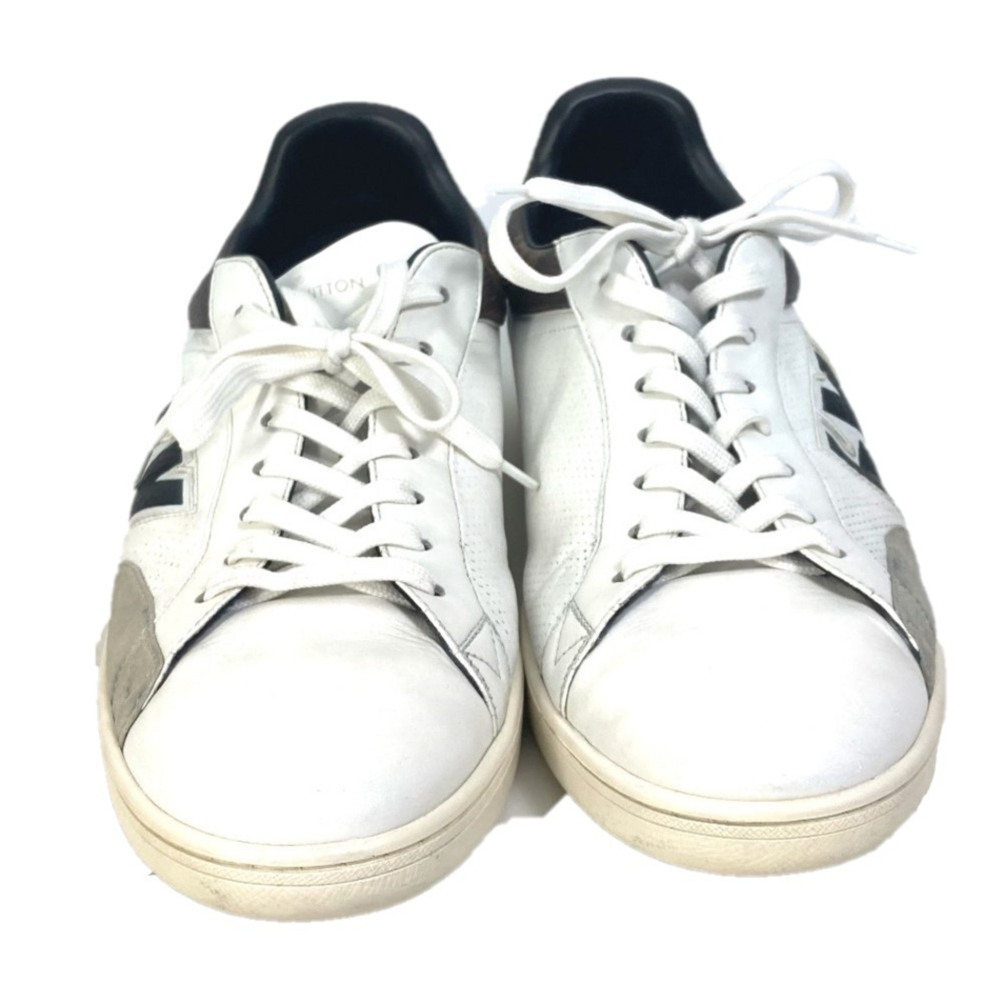 LOUIS VUITTON Luxembourg Line Monogram Logo Lace-Up Leather Sneakers Men's White