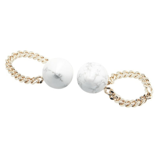 Fendi stud earrings with chain, gold plated, for women.