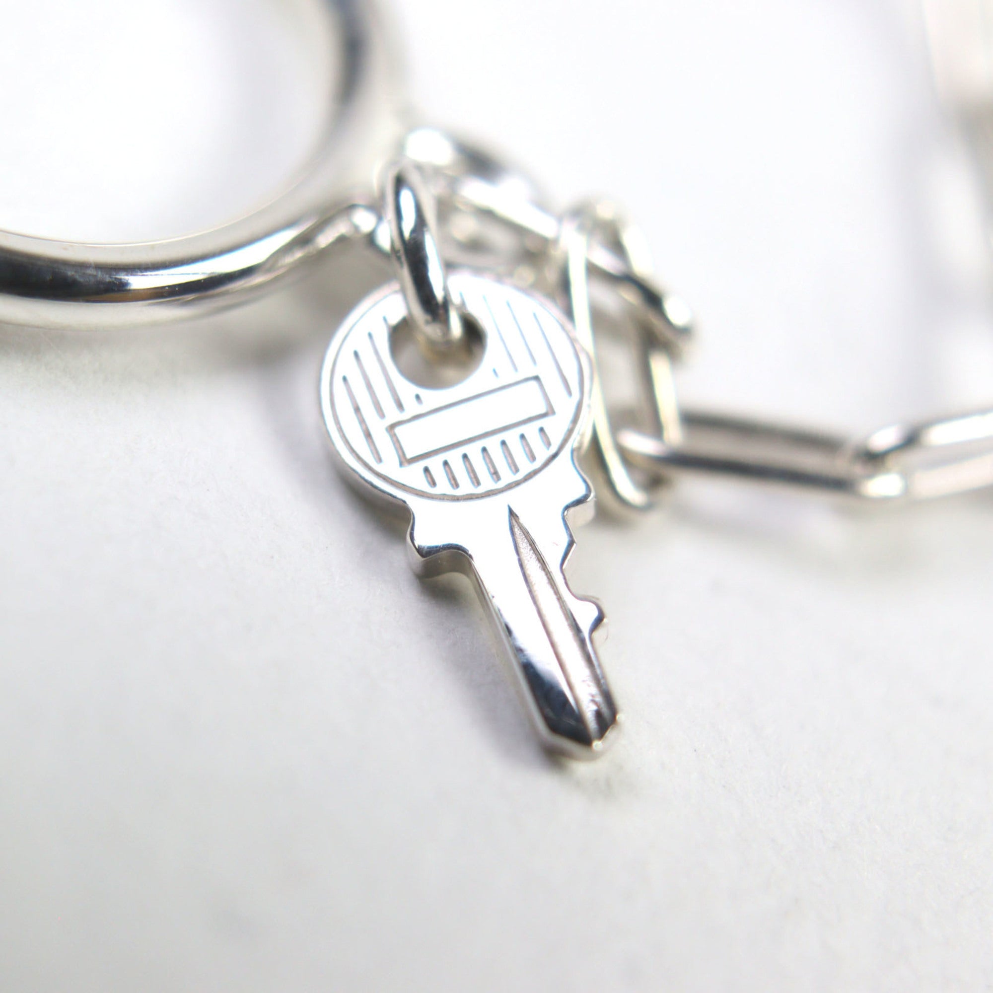 HERMES Alpha Kelly AG925 Clochette Cadena Double Ring - Silver Accessory, Size 49 (Japanese Equivalent), Made in France, Weight 11.37g, Women's — Like New