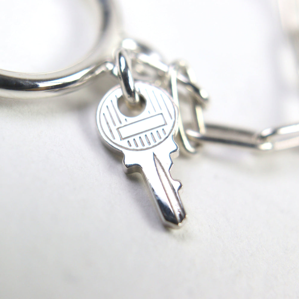 HERMES Alpha Kelly AG925 Clochette Cadena Double Ring - Silver Accessory, Size 49 (Japanese Equivalent), Made in France, Weight 11.37g, Women's — Like New