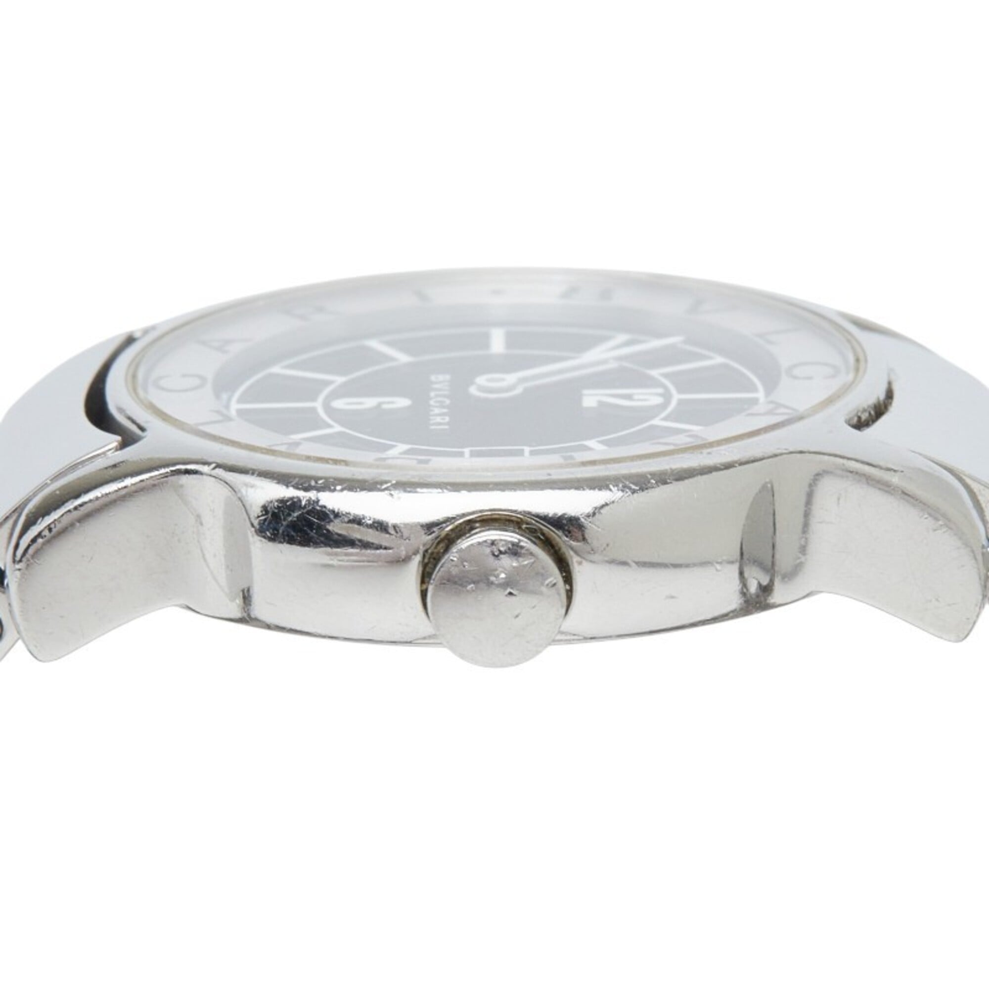 Bulgari Solotempo ST29S Quartz Watch, Black Dial, Stainless Steel, Women's, BVLGARI — Good