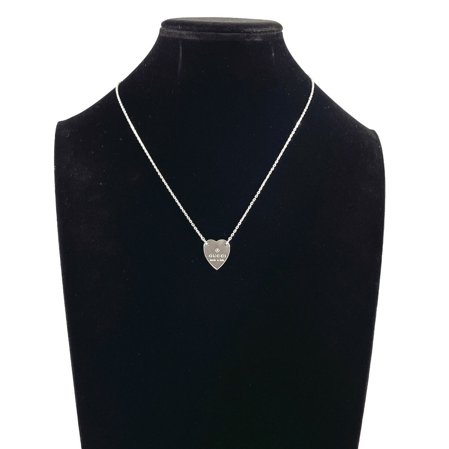 GUCCI Trademark Heart Necklace 223512 J8400 8106, 925 Sterling Silver, Women's