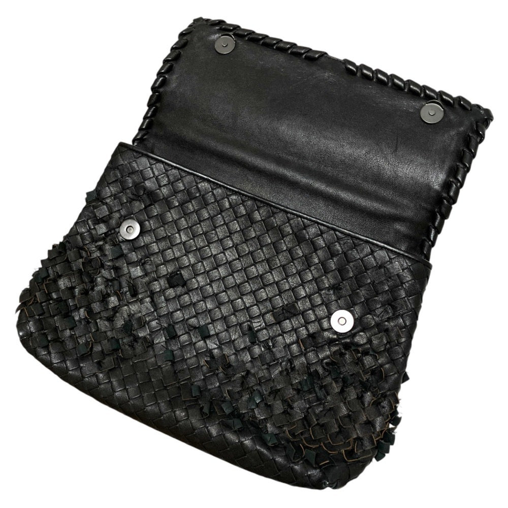 BOTTEGA VENETA Intrecciato Leather Chain Handle Olympia Handbag Shoulder Bag Black Women's — Like New