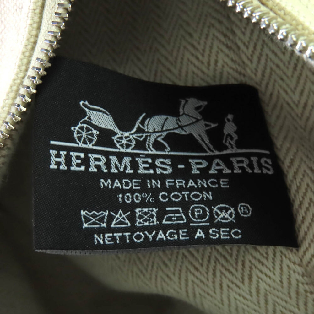 HERMES Bride-à-Brac GM 100% Cotton H Logo Sellier Button Handbag Pouch Ivory Made in France Women's — Like New