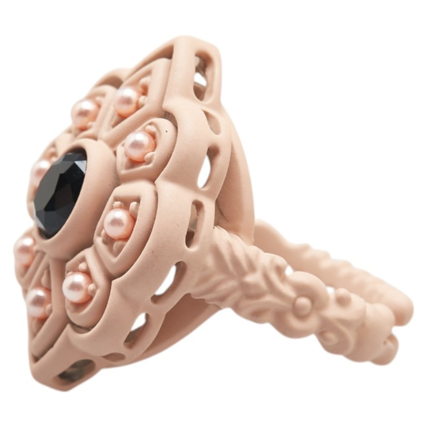 Gucci Stud Ring 2-piece set Pink Plastic Faux Pearl Velvet Women's GUCCI