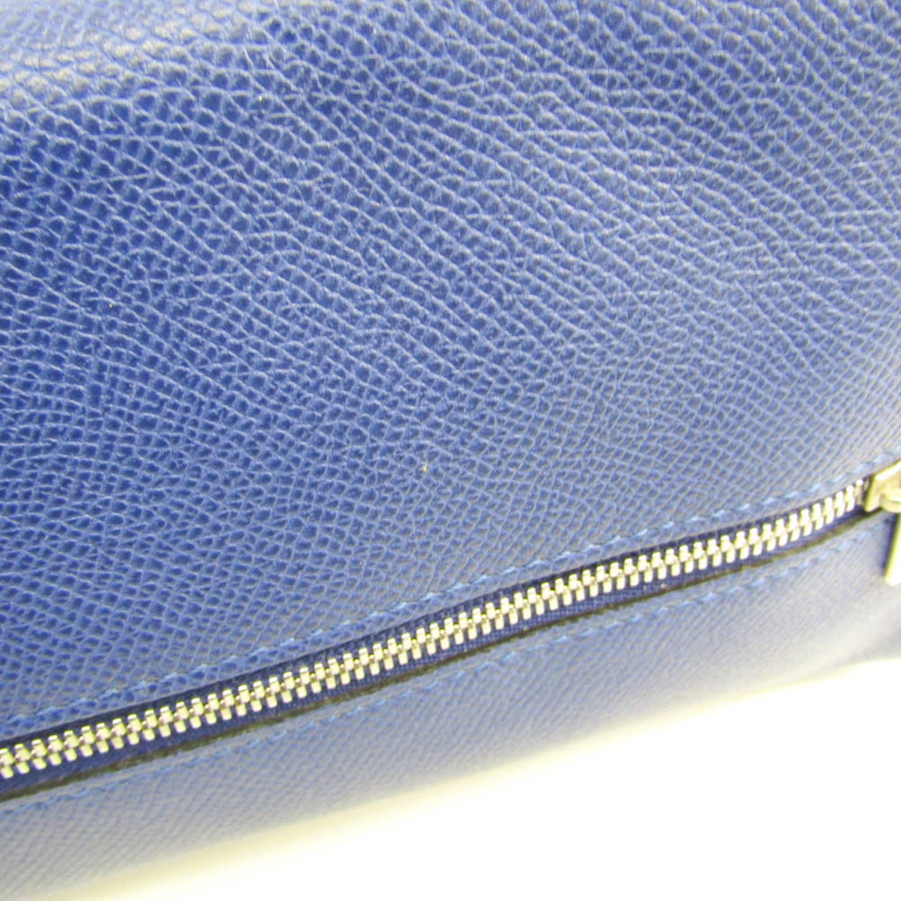 Valextra Large Beauty Case V6A68 Unisex Leather Clutch Bag,Pouch Royal Blue — Like New