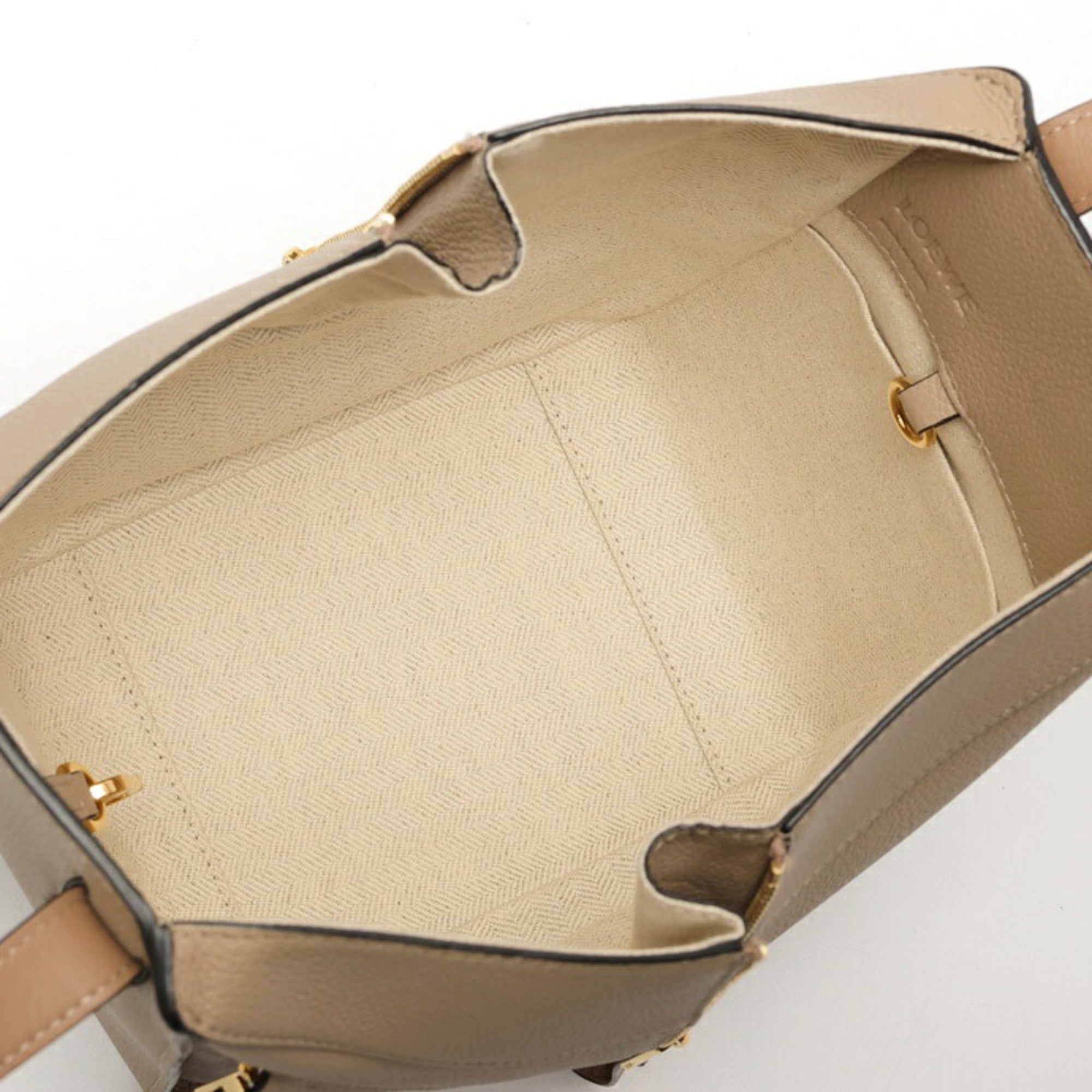 LOEWE Hammock Bag Compact A538H13X03 in Calfskin Sand (Greige) — Like New