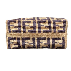 FENDI Roll Small Raffia Tote Bag 8BH424 AS3B Natural Brown Women's — Like New