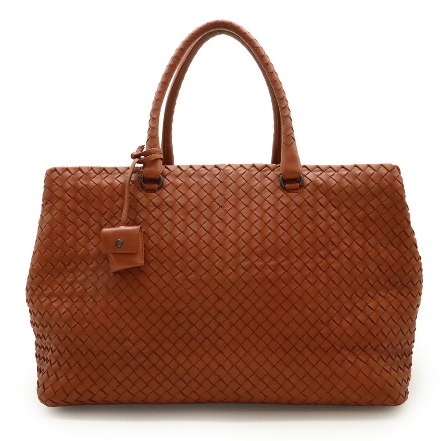 BOTTEGA VENETA Intrecciato Boston Bag, Travel Handbag, Leather, Terracotta Brown, 256347