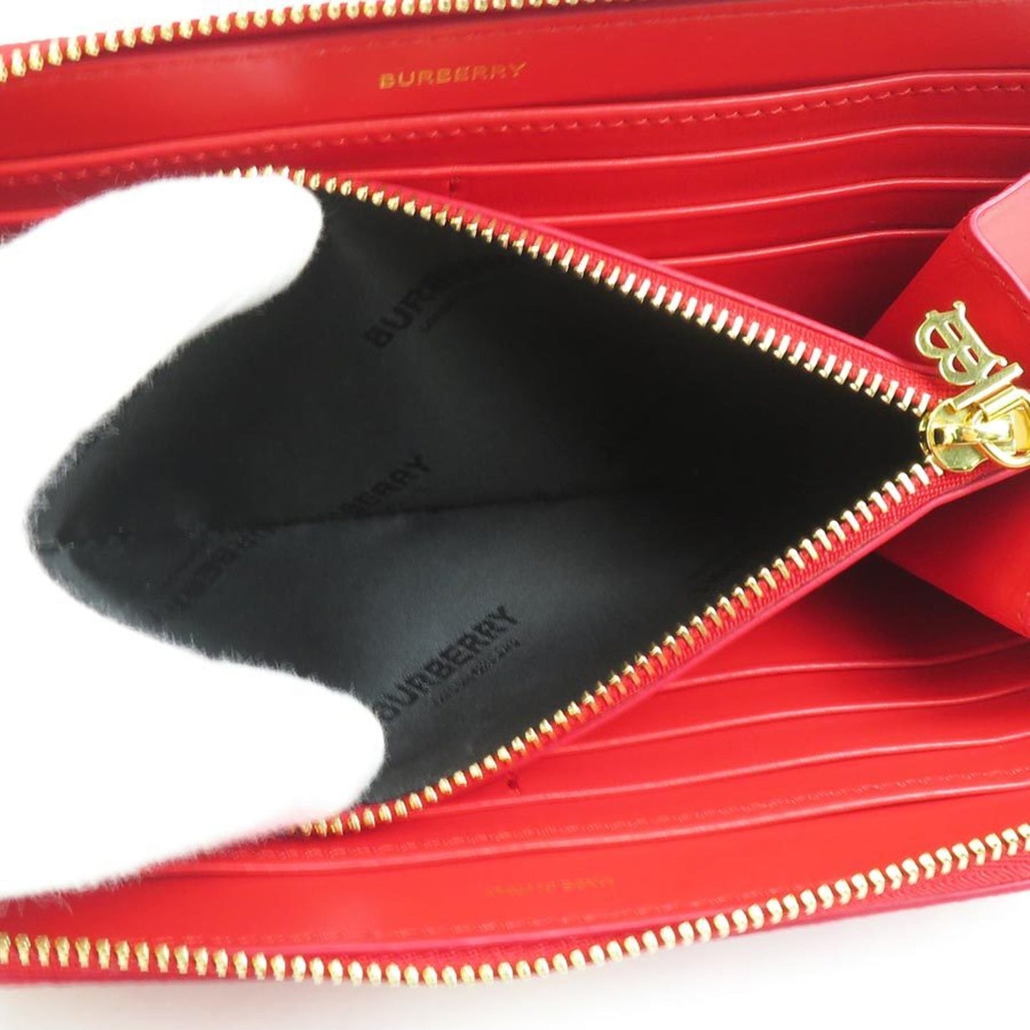 Burberry round long wallet leather red men's women's h30821a