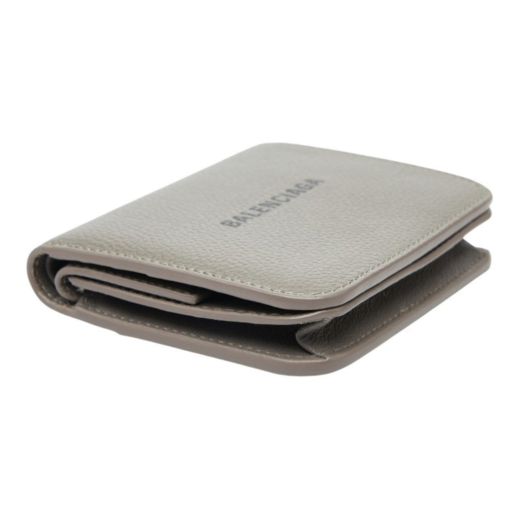 Balenciaga Logo Bifold Compact Wallet 594216 Gray Leather Women's BALENCIAGA