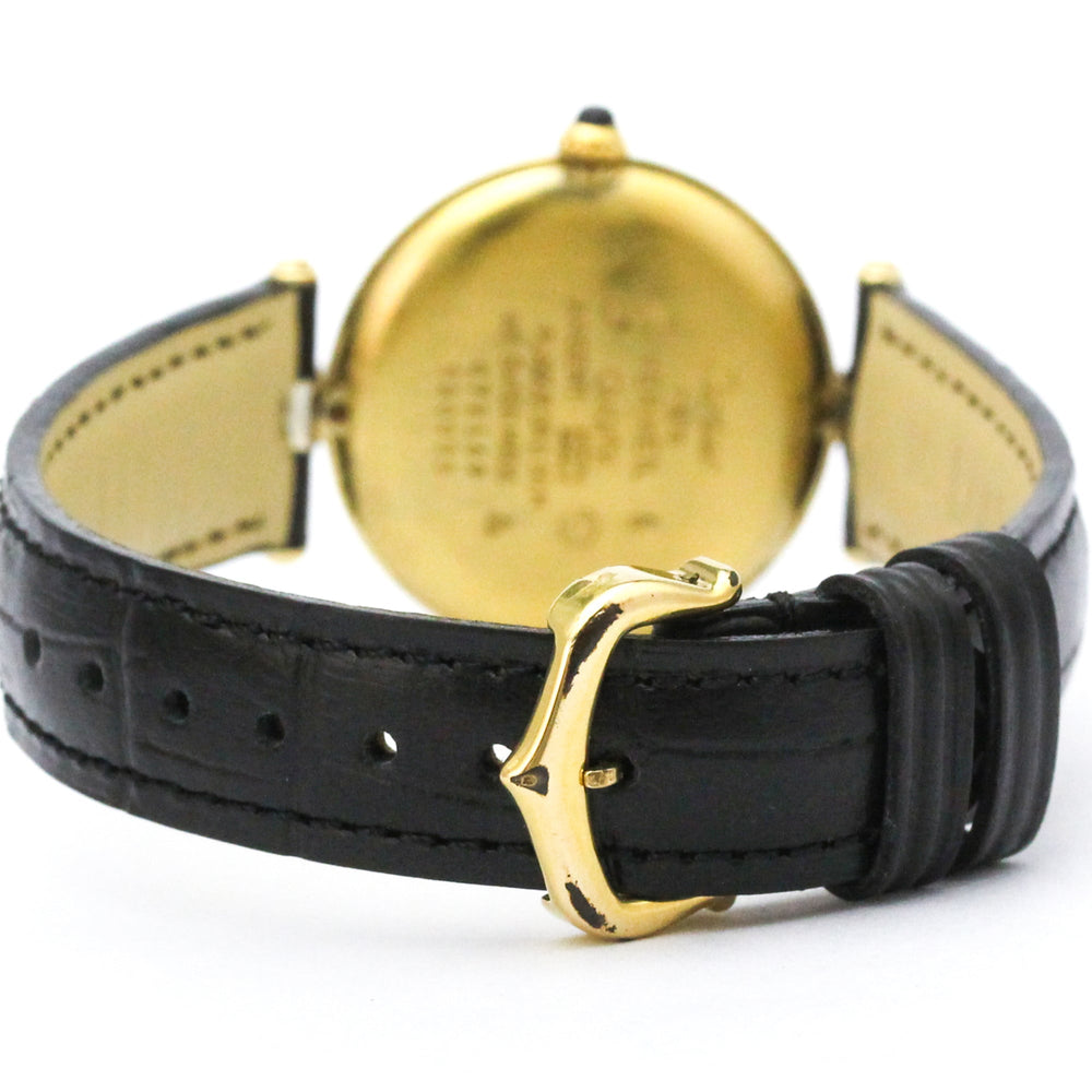 CARTIER Must Vendome Gold Plated Leather Quartz Unisex Watch 590003 — Good
