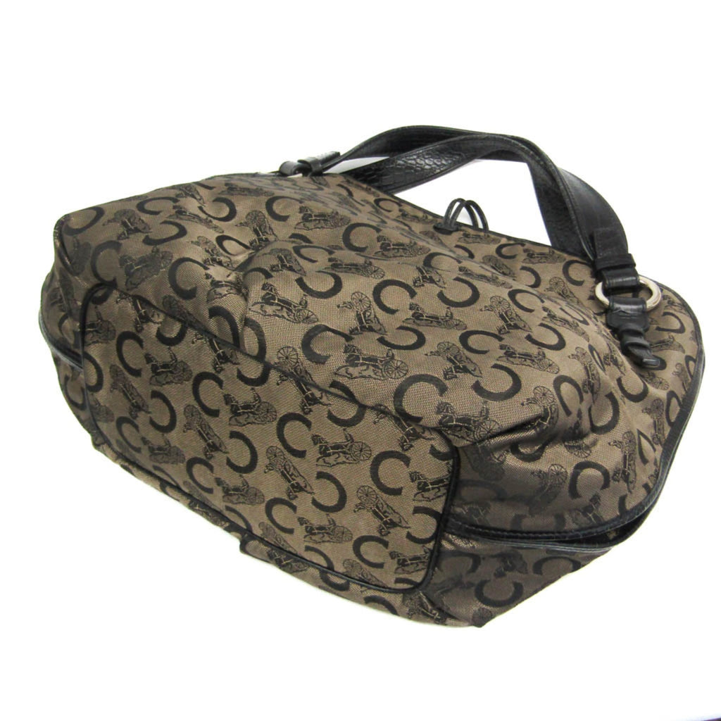 Celine Bittersweet C Macadam Carriage Pattern Women's Canvas,Leather Handbag,Tote Bag Beige,Black