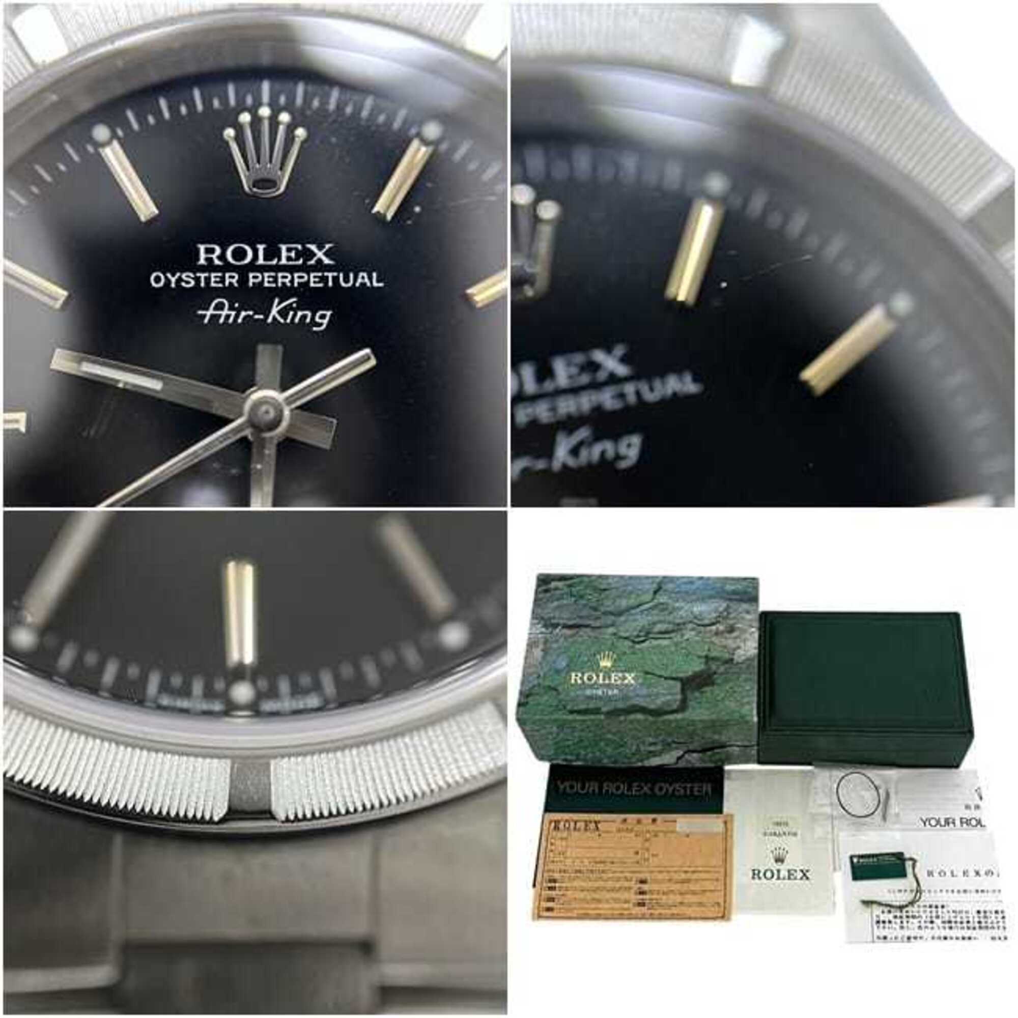 Rolex Air-King Black Silver 14010 Watch - Overhauled, Polished, Stainless Steel, Automatic, P-series, Men's, Dial — Very Good