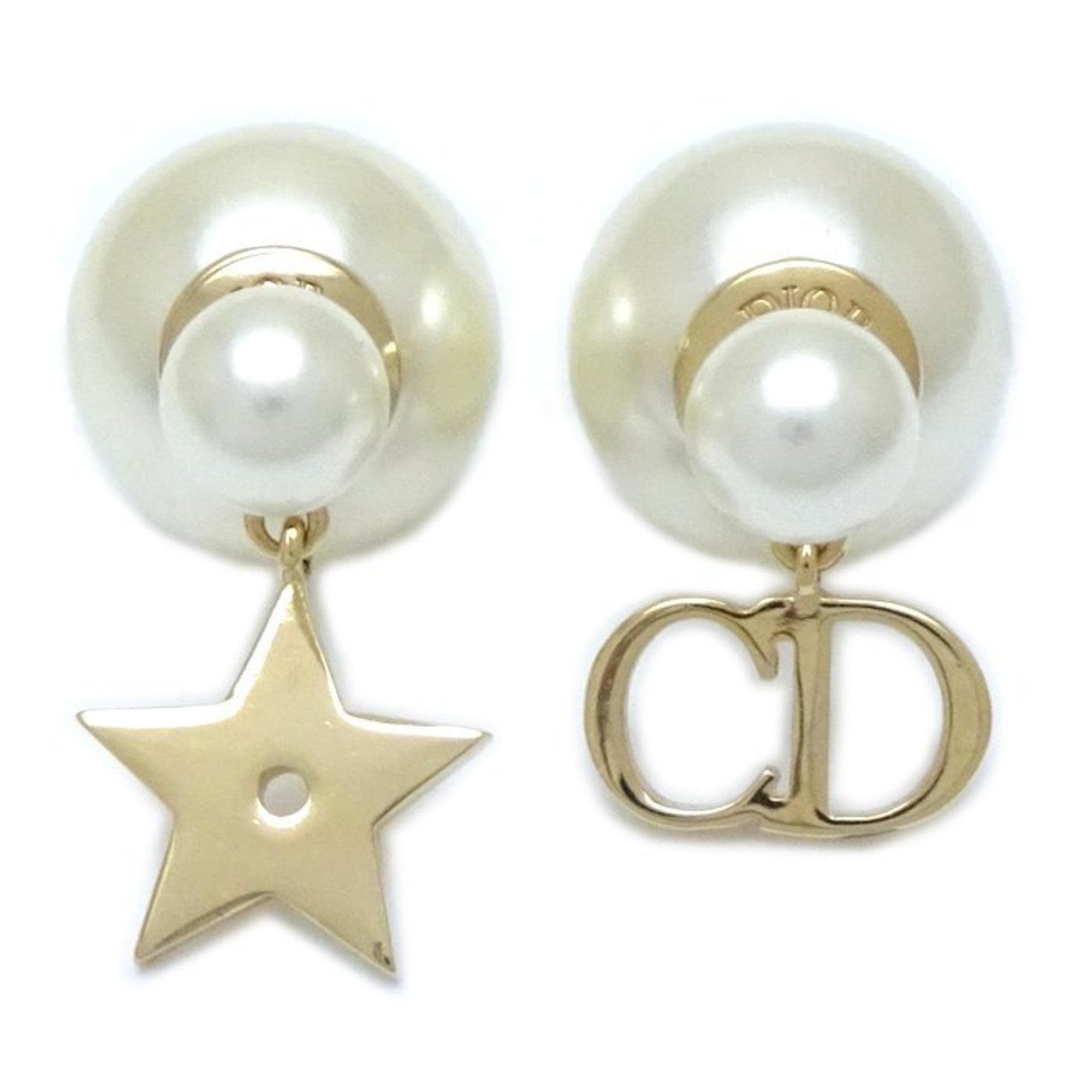 Christian Dior Tribal Earrings with CD Logo and Star GP Gold Plated 293055