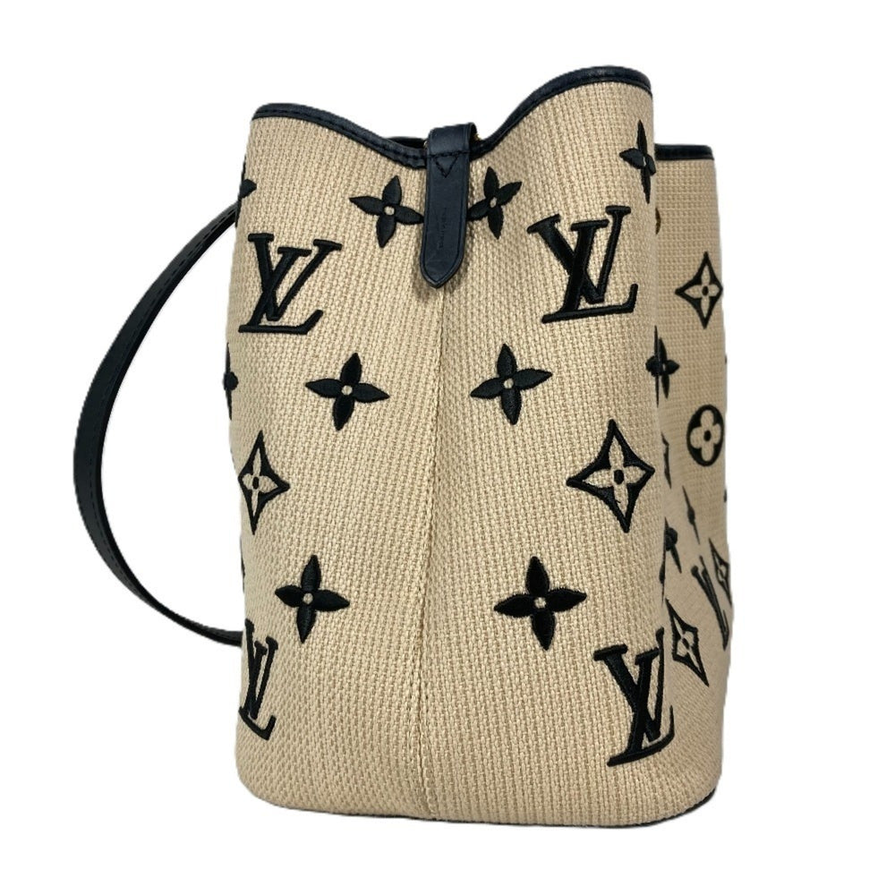 LOUIS VUITTON M23080 Monogram by the Pool NeoNoe MM Shoulder Bag Crossbody Drawstring Cotton Leather Women's Noir Black — Like New