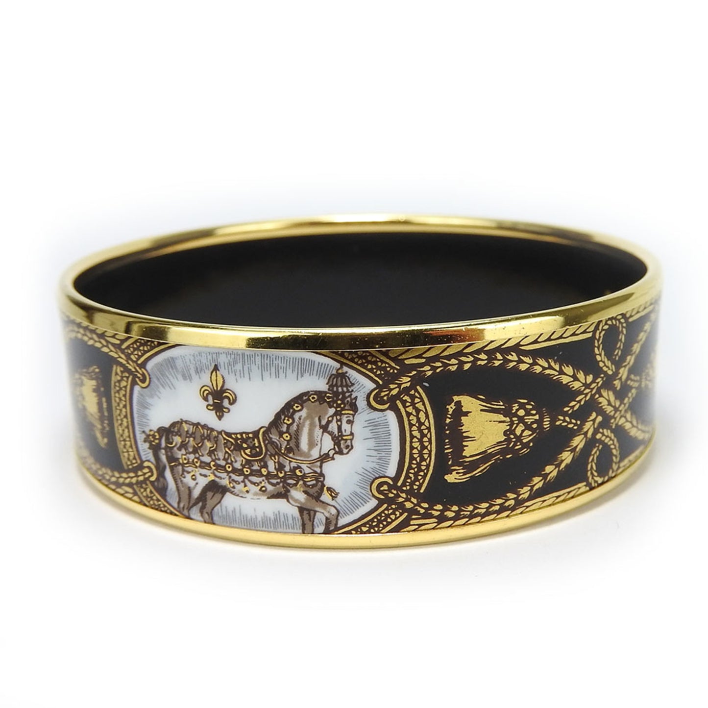 Hermes bracelet enamel GM metal cloisonné multicolor gold black horse women's HERMES
