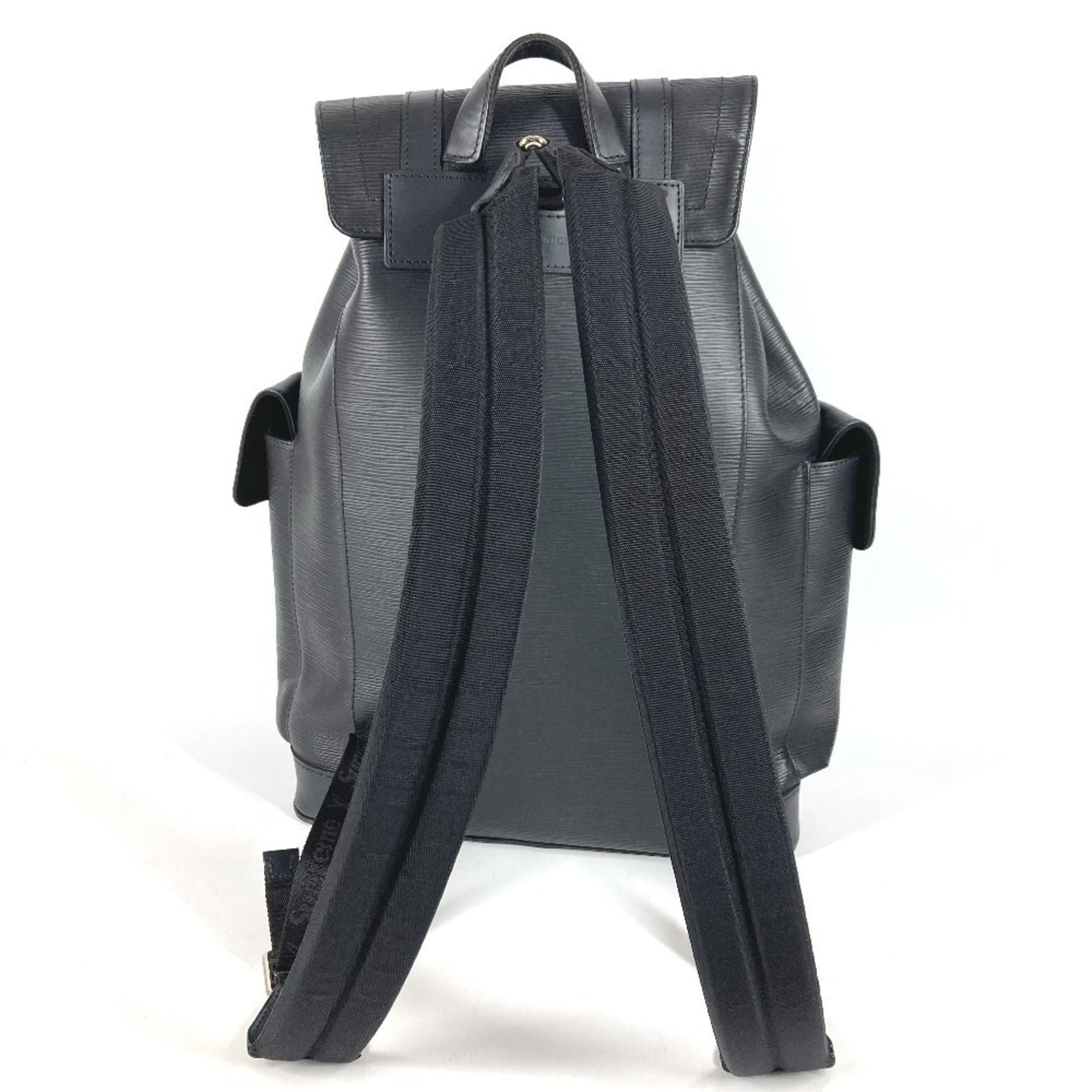 LOUIS VUITTON M53413 Epi Supreme Collaboration Christopher PM Backpack Bag Rucksack Leather Men's Noir Black — Like New