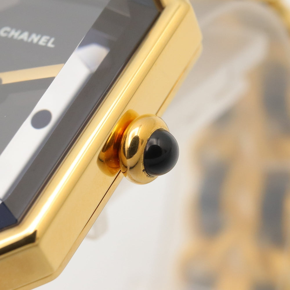 Chanel CHANEL Première S Watch, Gold Plated (GP), Leather Strap, Women's, Black, H0001 — Very Good
