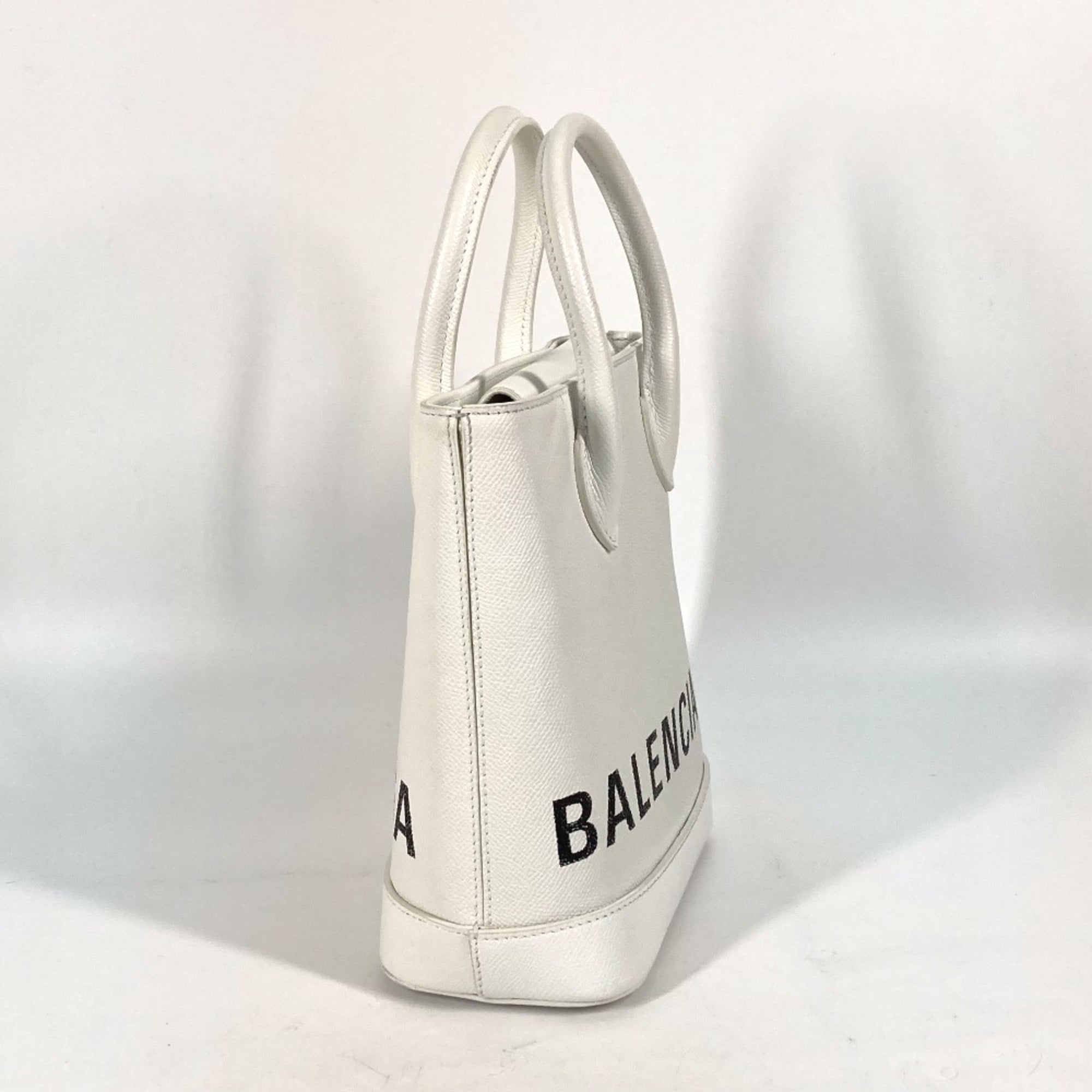 Balenciaga 596159 logo 2WAY Hand Bag Tote Bag Crossbody Shoulder Bag White Black — Like New