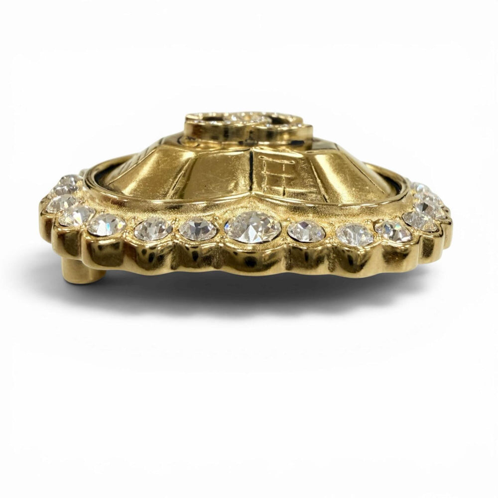 CHANEL L25K Coco Mark Heart Rhinestone Brooch, Gold, Made in France, Women's, with Box and Dust Bag — Like New
