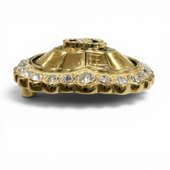 CHANEL L25K Coco Mark Heart Rhinestone Brooch, Gold, Made in France, Women's, with Box and Dust Bag — Like New