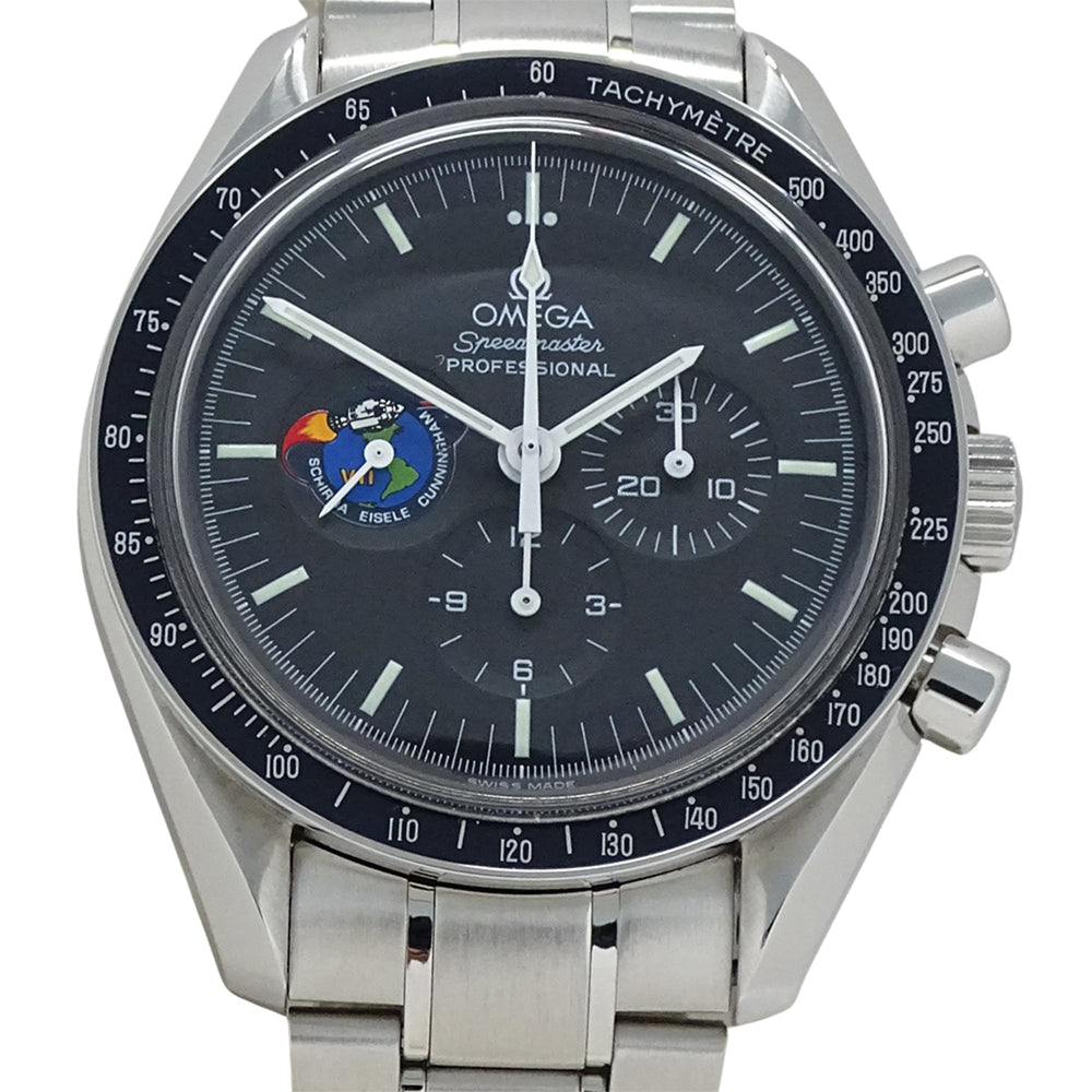 Omega Speedmaster 3597.11.00 Men's Watch, Brand: Missions Apollo Chronograph, Manual Winding, Stainless Steel (SS), Silver & Black — Good