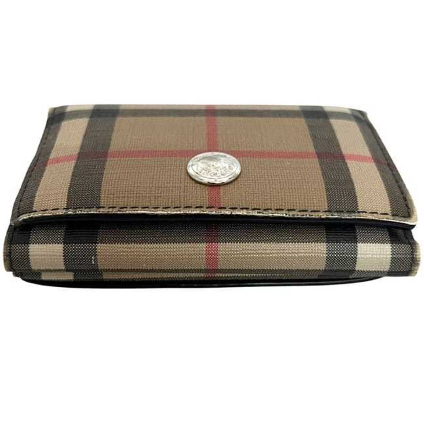 Burberry Tri-fold Wallet ec-24698 Beige Black Nova Check 8095291 Compact PVC Leather ROPELFI71SEE BURBERRY Brown Double Mini for Men and Women Pattern