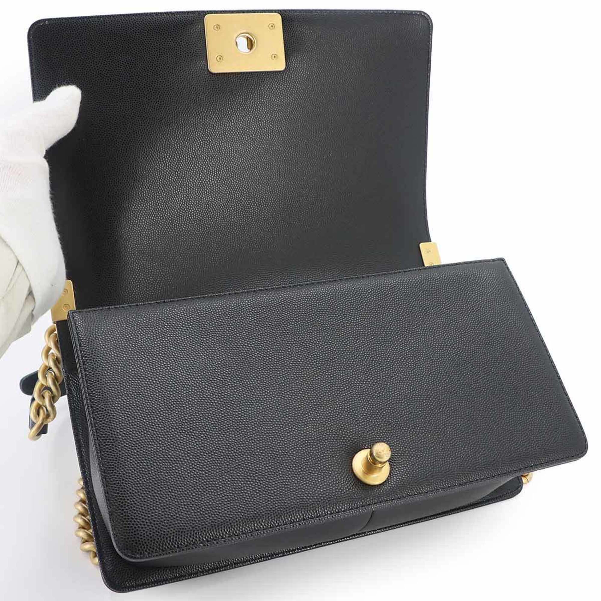 Chanel Boy Chain Shoulder Handbag, Caviar Leather, Black, A67086, Gold Hardware, BOY CHANEL Bag — Like New