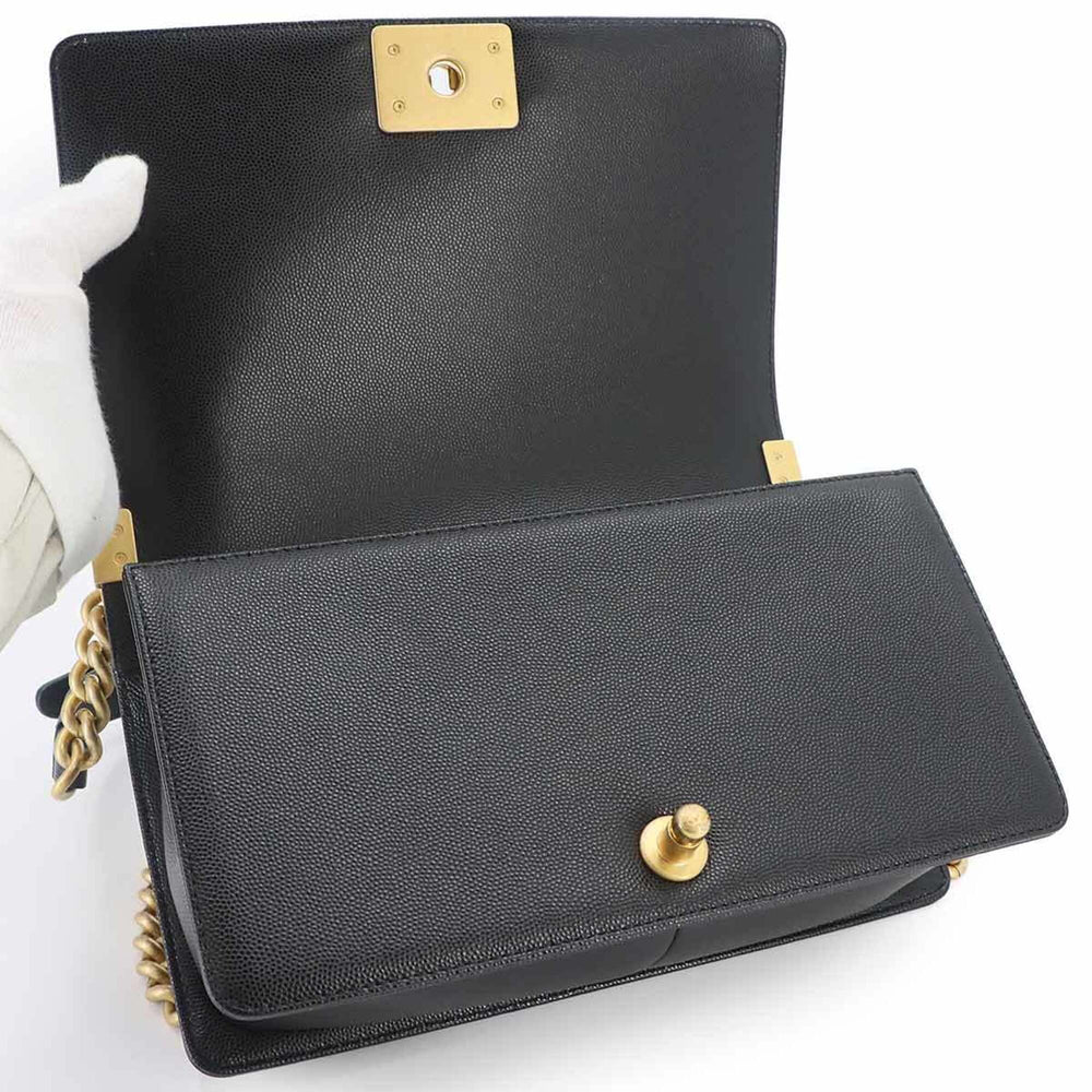 Chanel Boy Chain Shoulder Handbag, Caviar Leather, Black, A67086, Gold Hardware, BOY CHANEL Bag — Like New