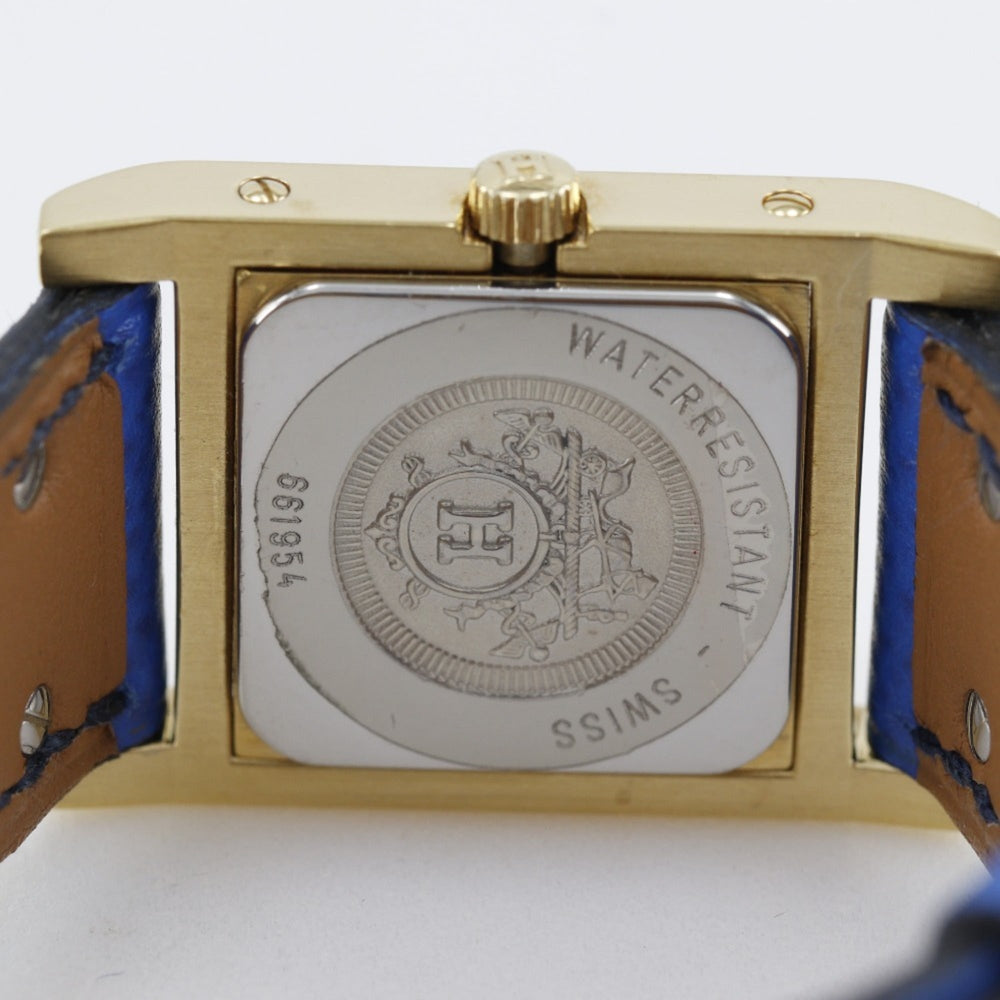 Hermes HERMES Medor Watch Gold Plated x Embossed Leather 1994 Quartz Analog Display White Dial Ladies — Very Good