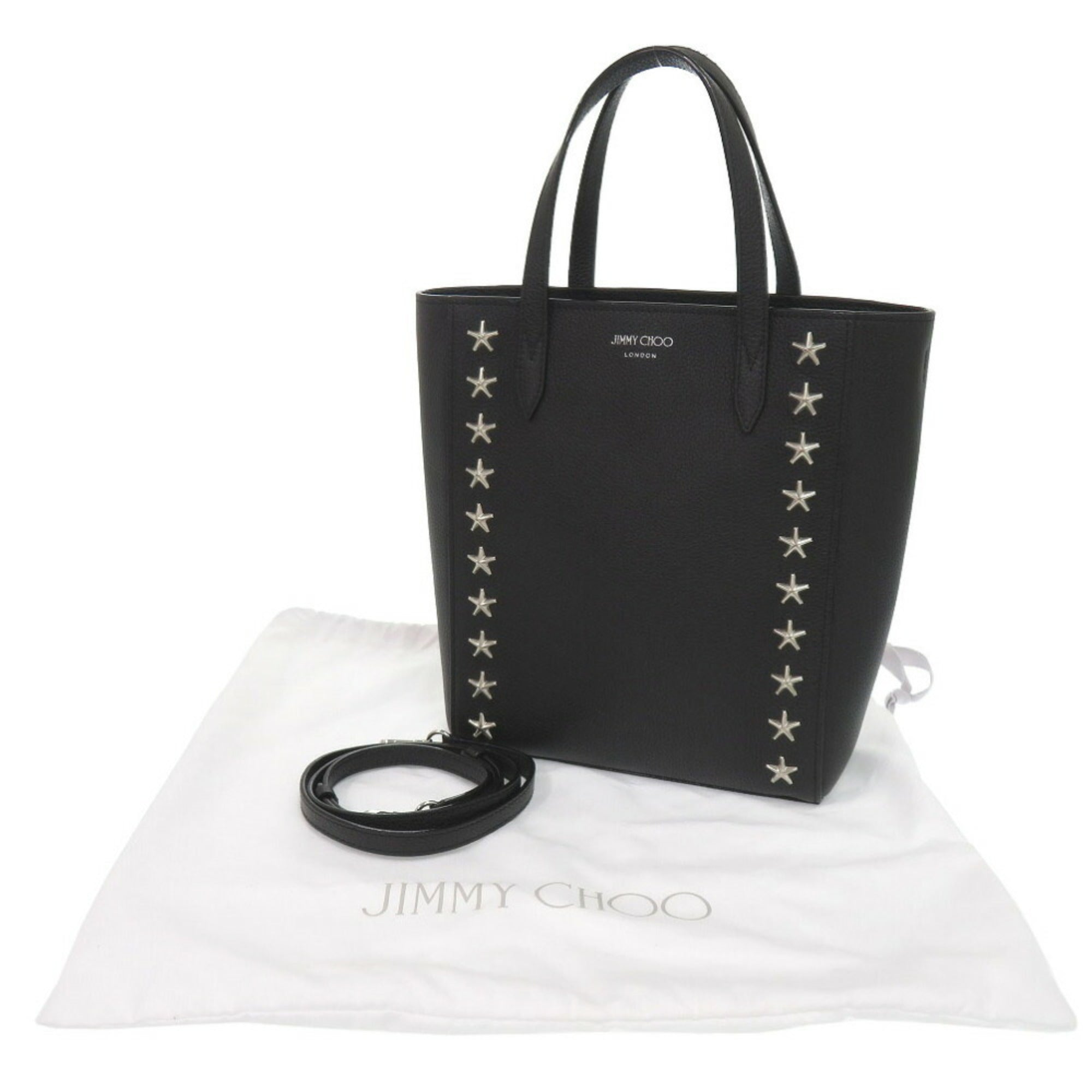 Jimmy Choo Star Stud Bria Leather Black Tote Bag (0428)