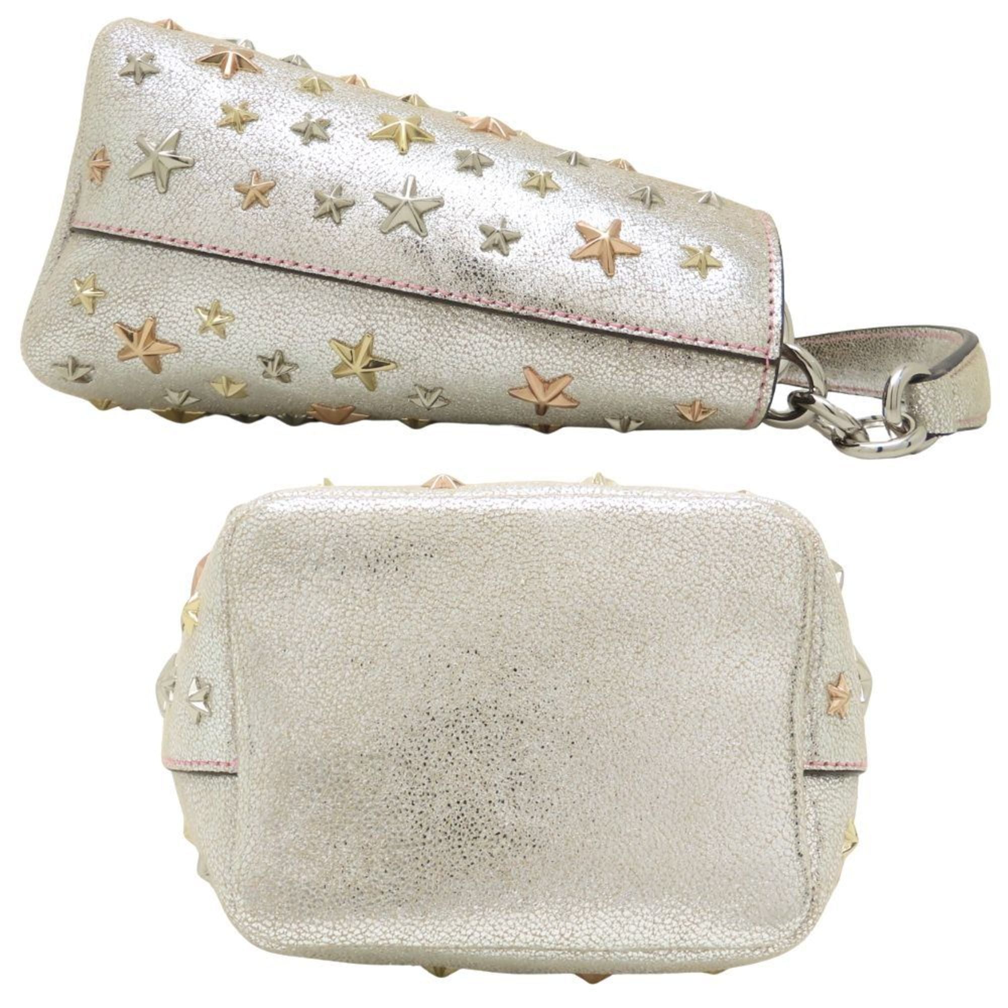JIMMY CHOO Jimmy Choo Handbag Star Studs Leather Metallic Silver 352443