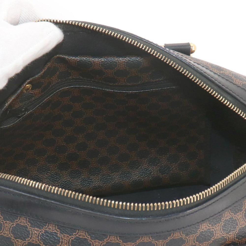 Celine Macadam Boston Handbag, Leather, Black/Brown, Gold Hardware — Like New