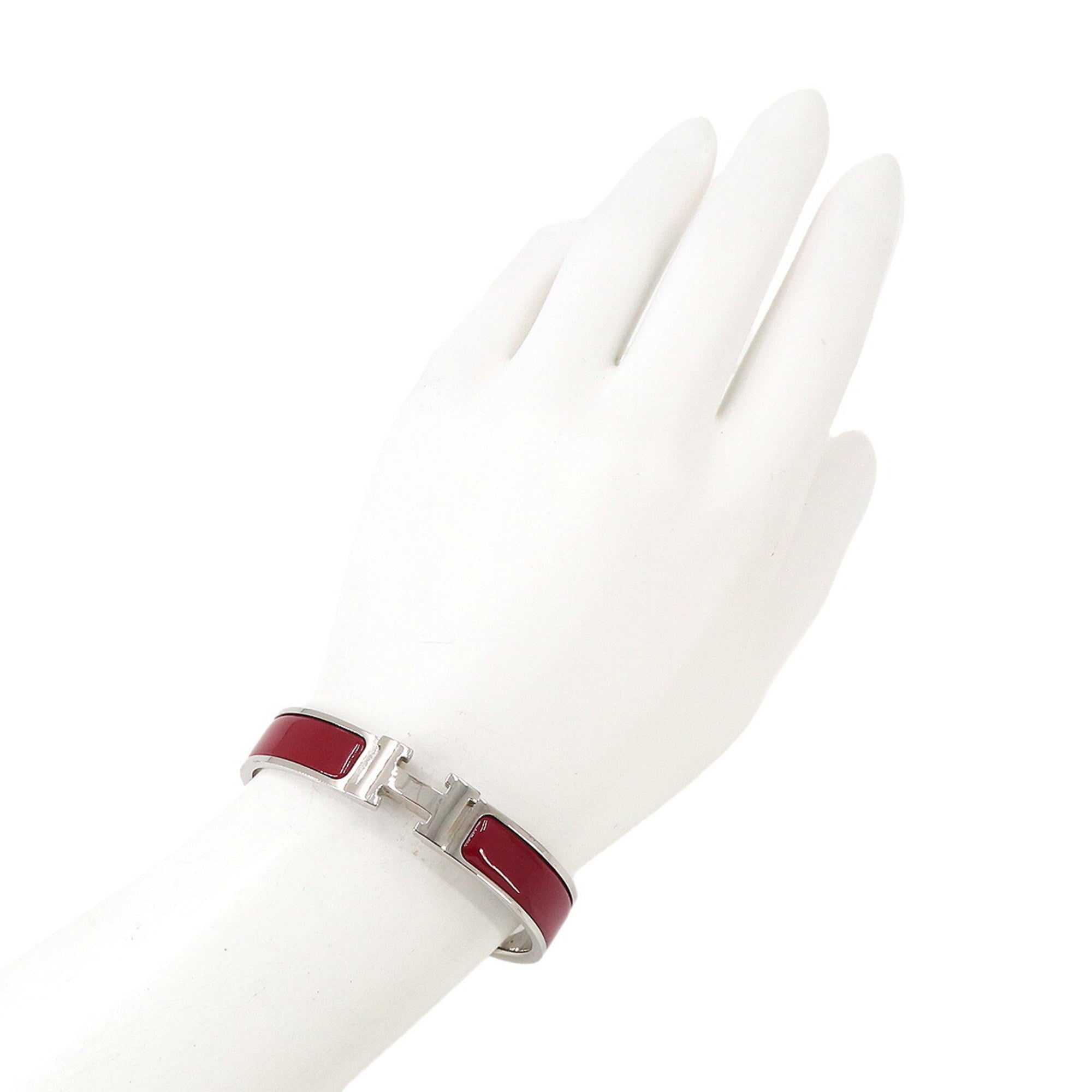 Hermes Clic H PM Bangle, Red and Silver — Like New