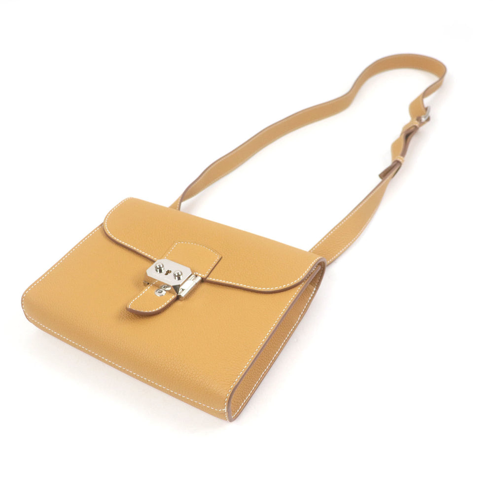 HERMES Sac à Dépêches 21 Togo Leather Shoulder Bag, Natural Sable, W Stamp, with Dust Made in France, Men's — Like New