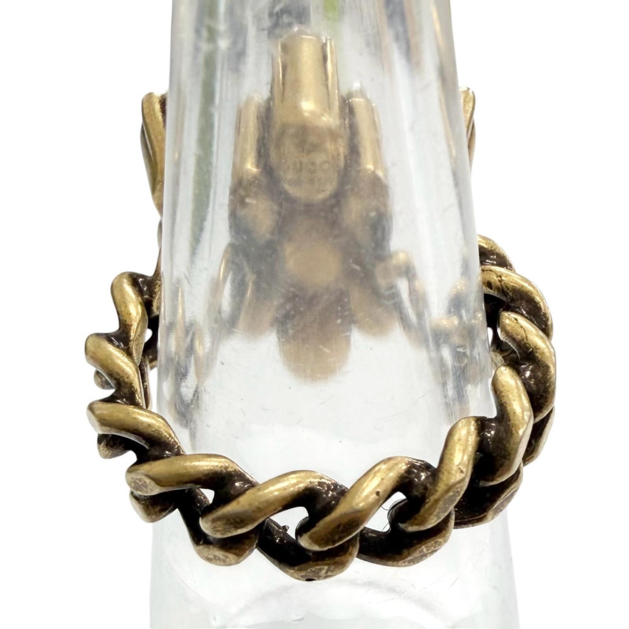 GUCCI GG Marmont Flower Rhinestone Ring, Gold Tone, Size S, Made in Italy, Women's, with Box — Like New