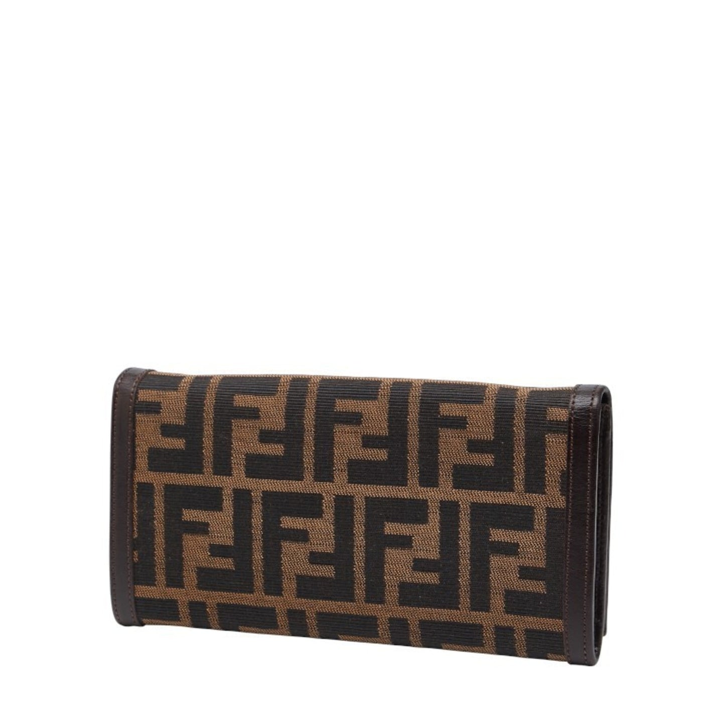 Fendi Zucca long wallet in brown canvas and leather for women.
