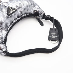 PRADA Nylon Re-Edition Sequin Hobo Handbag WS22477 Silver Black Women's — New - Store Return