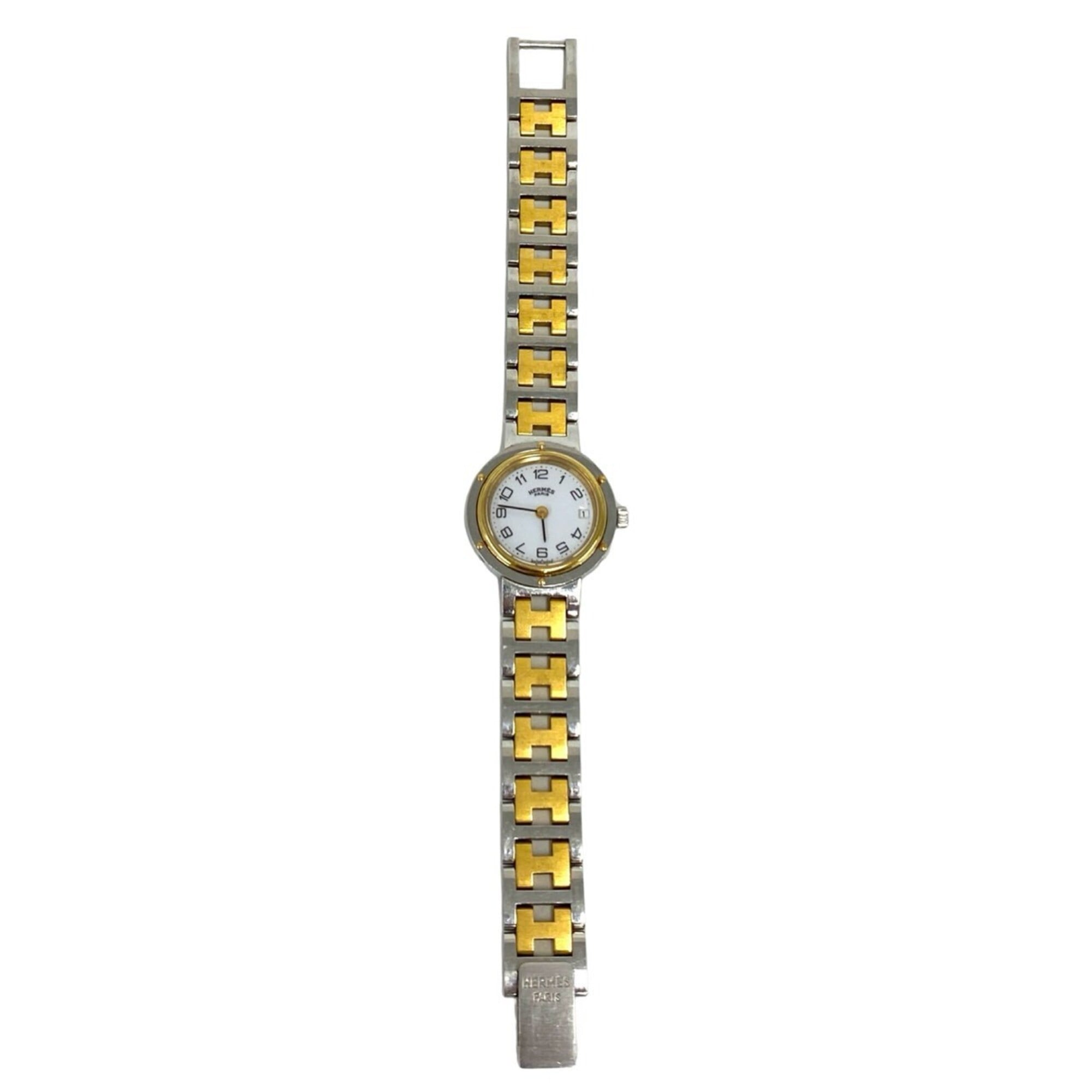 HERMES Vintage Clipper Stainless Steel GP Quartz Wristwatch, Silver/Gold, 87154 — Good